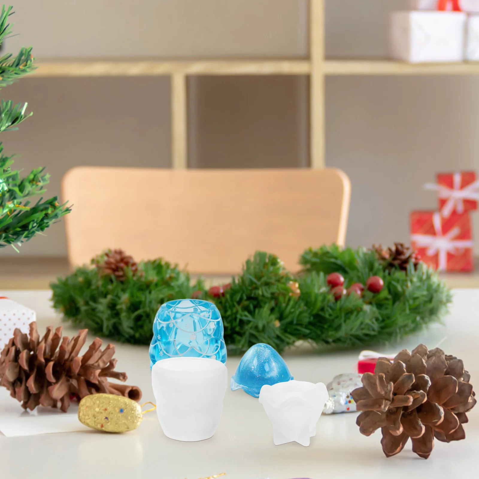 

1Set Christmas Tree Candy Jar Mold Silicone DIY Craft Storage Container Flexible Reusable Non Stick Baking Grade Safe Material