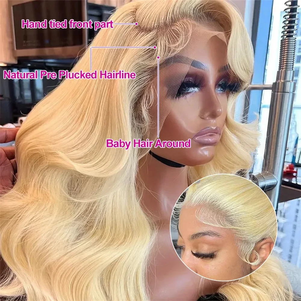 613 Blonde Wig 13x6 Lace Frontal Human Hair Wig Transparent Body Wave 13x4 Brazilian Remy Lace Front Wig For Black Women