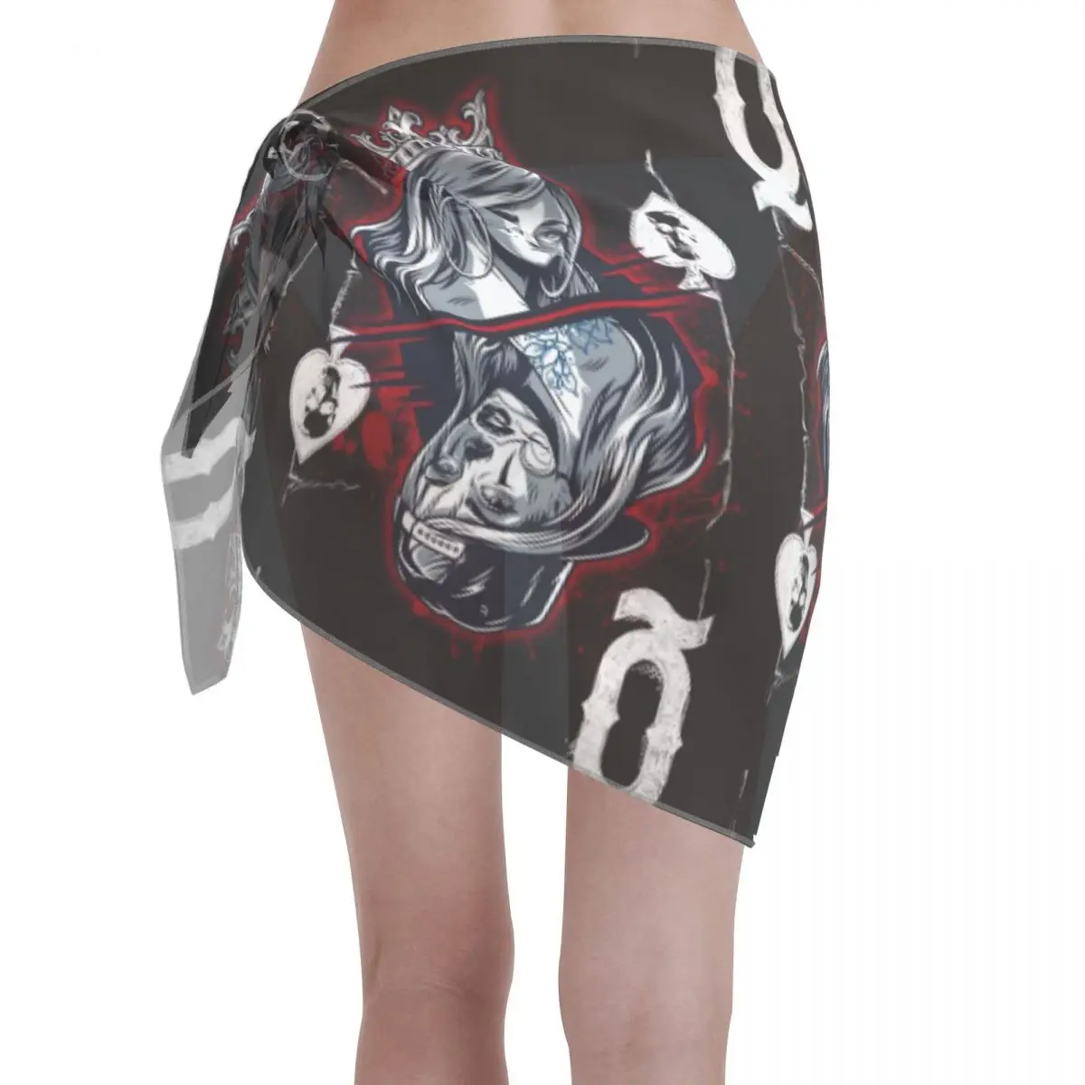 Sarongs courtes personnalisées Queen Of Spades Poker pour femmes, enveloppe de plage imprimée en 3D pour maillots de bain, robe portefeuille pour Bikini, Cover-up pour maillot de bain