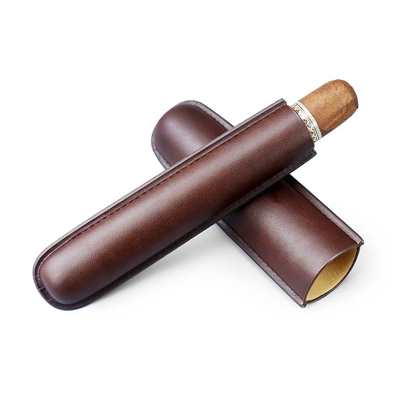 

Кожаный чехол для одного сигар — кубинская защита сигар, компактная и готовая к подарку