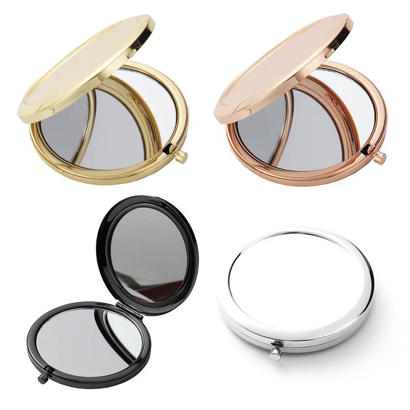 

Stainless Steel Round Makeup Mirror 70mm Dual-Sided, Snap-Close Flip Cover Portable Compact Mirror