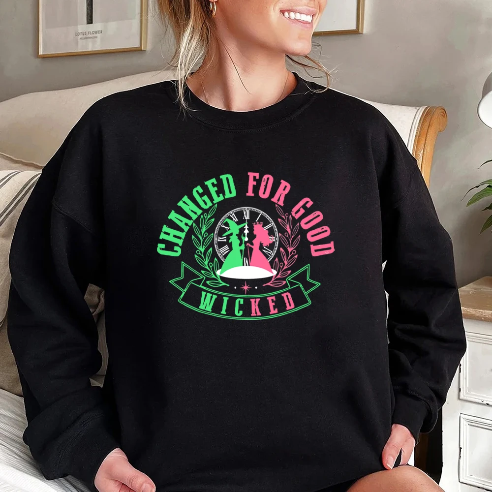 Changed for Good Sweatshirt Witch Pink and Green Shirt Wicked A New Musical Sweater Winter Clothes Women Aesthetic Sweatshirts