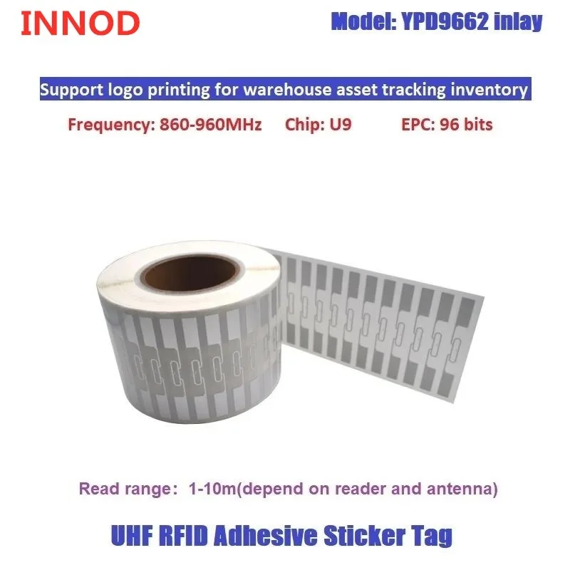 10 Stuks Goedkoopste Natte Inlay Uhf Rfid Tag U9 Chips 6c Tag Epc Gen2 Rfid Uhf 860-960Mhz Zelfklevende Sticker