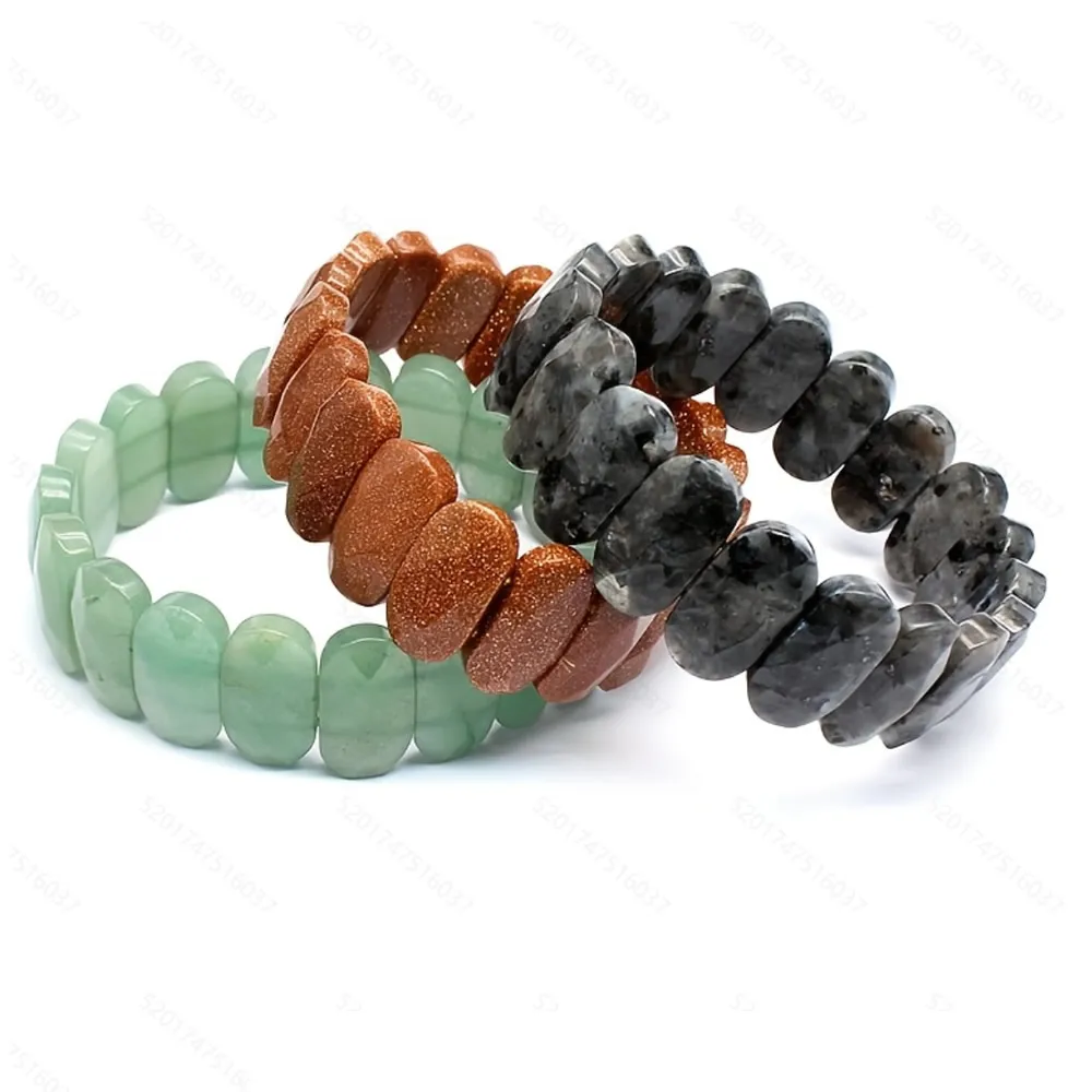 Natural 10x14mm Oval Shape Faceted beads Elastic Cord Stone Crystal Opal Obsidian Amethyst Bracelets Bangles Femme for Women