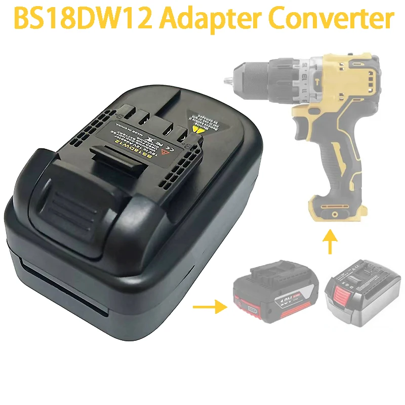 

Для аккумулятора Bosch 18 В, адаптер для аккумулятора BS18DW12, преобразователь в работу, аккумуляторный инструмент Dewalt 12 В, замена литий-ионной батареи DeWalt 12 В