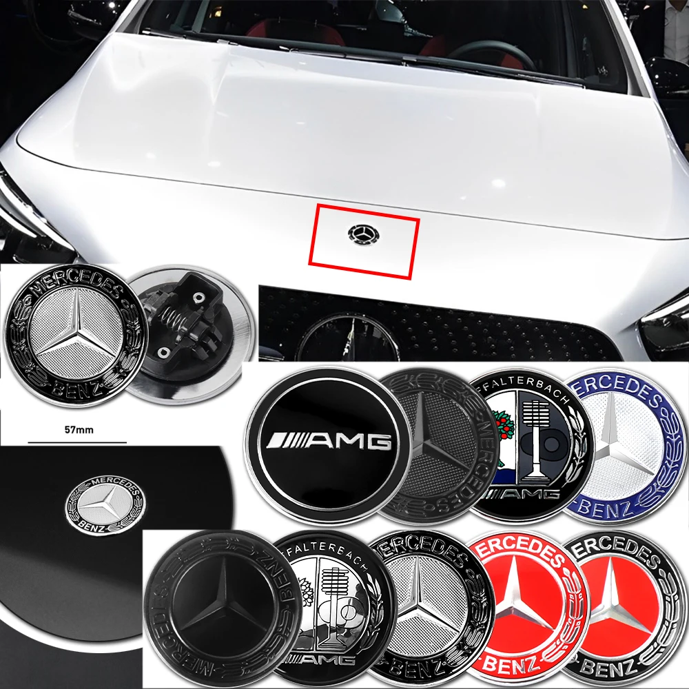 1 шт., 57 мм, эмблема на переднем капоте автомобиля, капот, автоаксессуары для Mercedes Benz Exclusive AMG W108 W124 W126 W169 W176 W190 W202