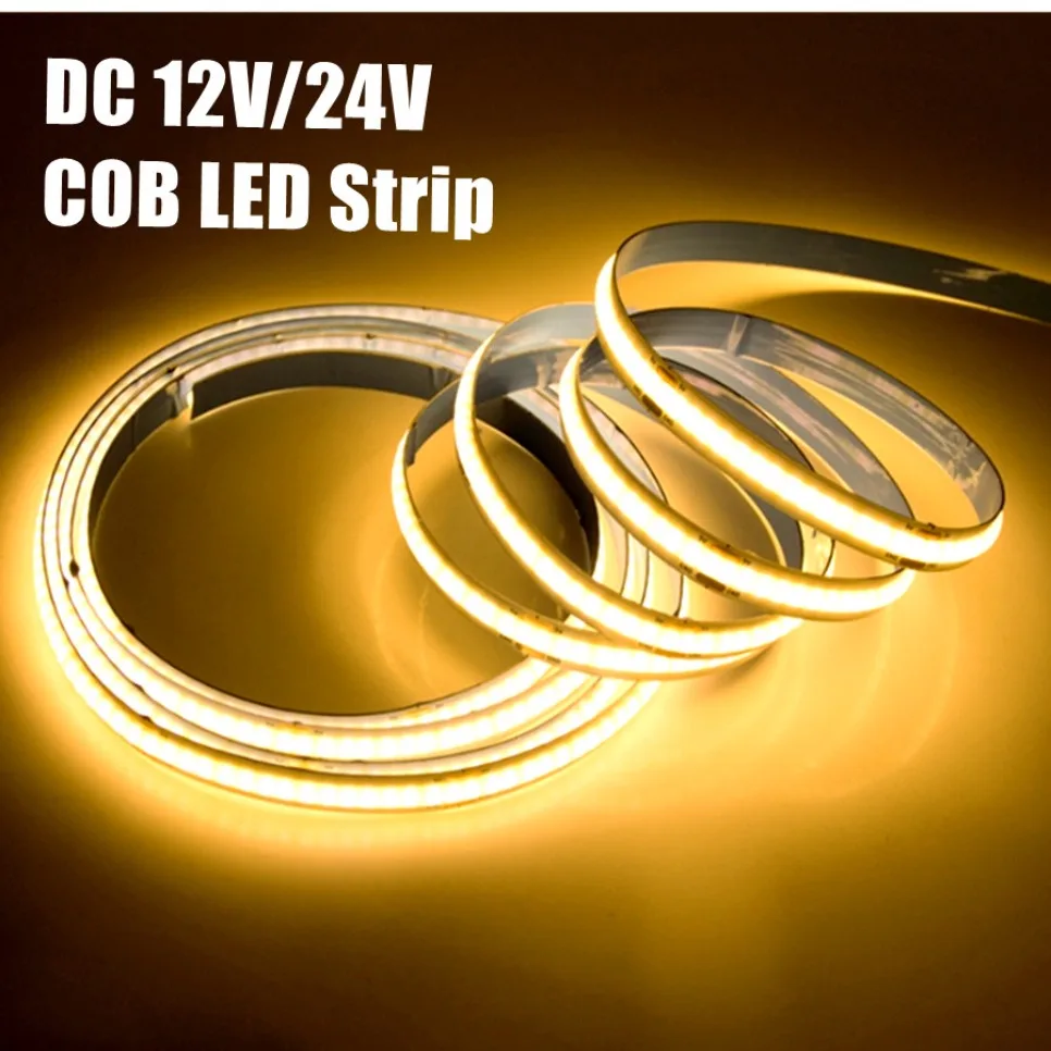 

10m COB LED Strip DC 12V 24V FOB LED Lights for Room Bedroom Decor 3m 5m 10m High Density Soft Flexible Neon Tape Light Lamp