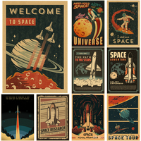 Planets and Universe Retro Space Travel Posters Astronomy Explore Prints Poster Vintage Home Room Decor Rocket Art Wall Painting