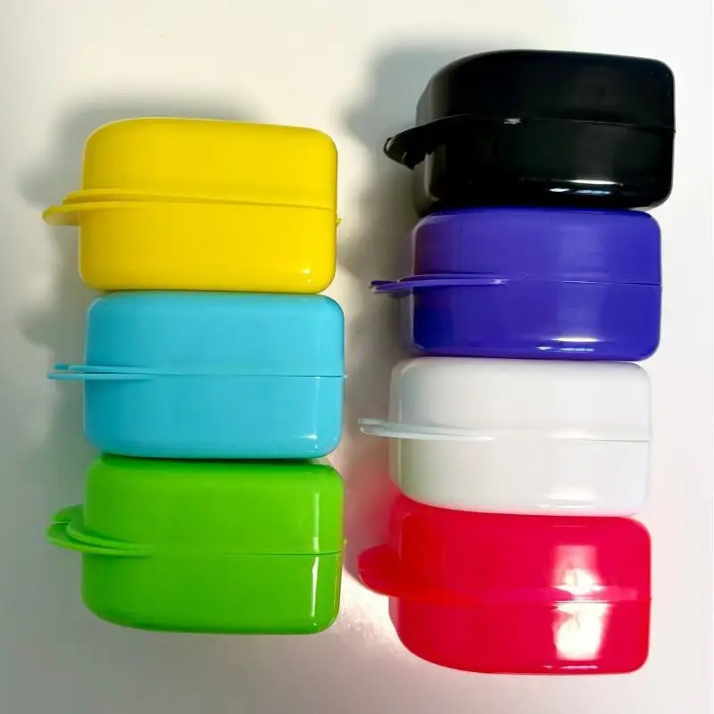 Denture Storage Box Multi Colored Waterproof Portable Organizer for Camping Trip Oral Hygiene Use