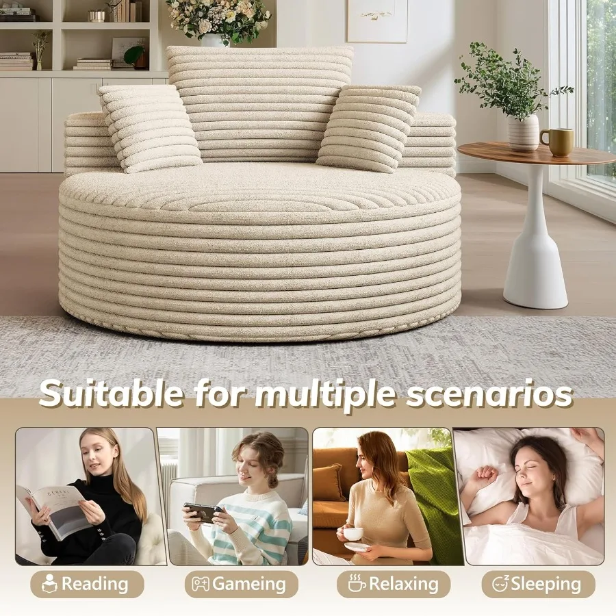 50 كرسي مستدير كبير الحجم صالة كرسي داخلي منجد أريكة سروال قصير مع مقعد عميق كرسي أريكة دائرة واحدة لغرفة المعيشة