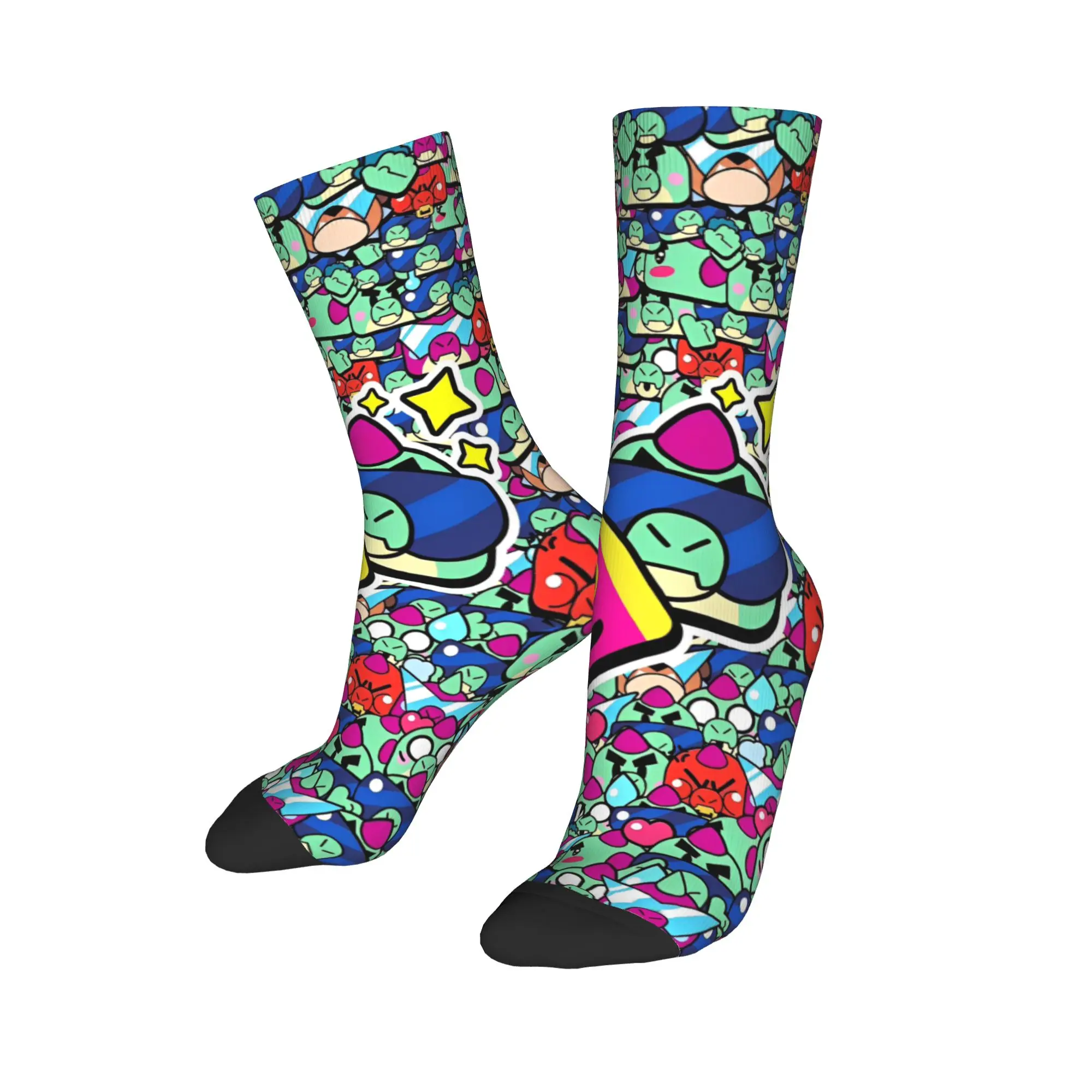 Brawleds funny game Crew Socks for Women Men Accessories All Seasons  Warm Middle Tube Socks Breathable