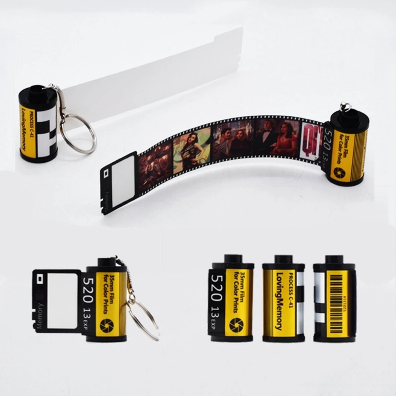 Film Roll Photo Keychain Unique Memory Camera Picture Keyring with Heat Transfer Film For Holiday Valentines Day Gift