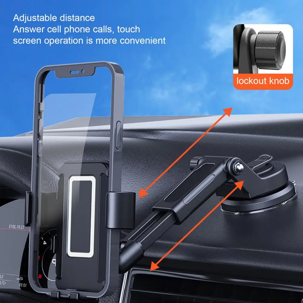 Car Phone Holder Super Suction Cup Telescopic Car Phone Mount Handsfree Dashboard Windshield Holder Stand for Universal Phones