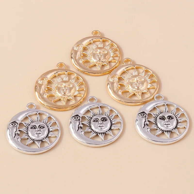 Leslie 10 Stück 25*29mm Legierung Griechische Sonne Mond Anhänger für Mode-Halsketten, Ohrringe, Armbänder, Schmuckherstellung, Handarbeit – Detail 4