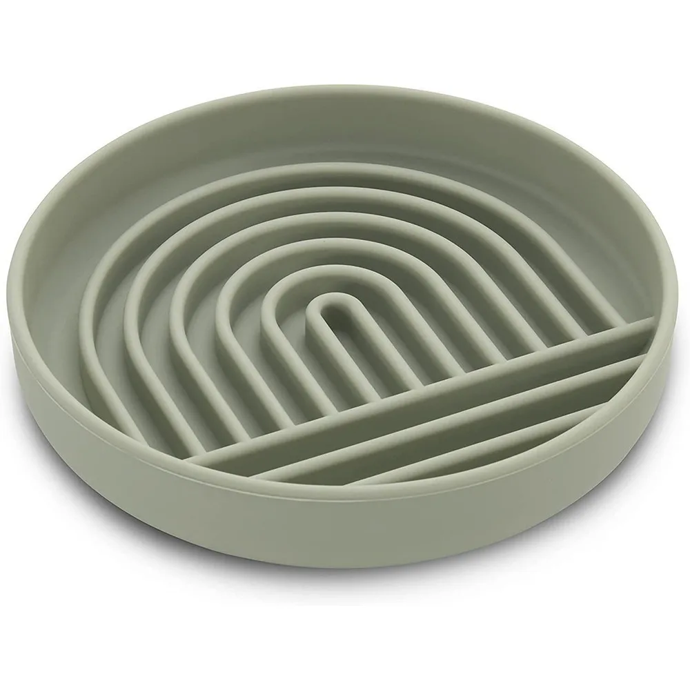 

Silicone Dog Slow Food Bowl Round Non-stick Dog Food and Water Bowl Non-slip with Suction Cups Dog Distraction Pad Cats