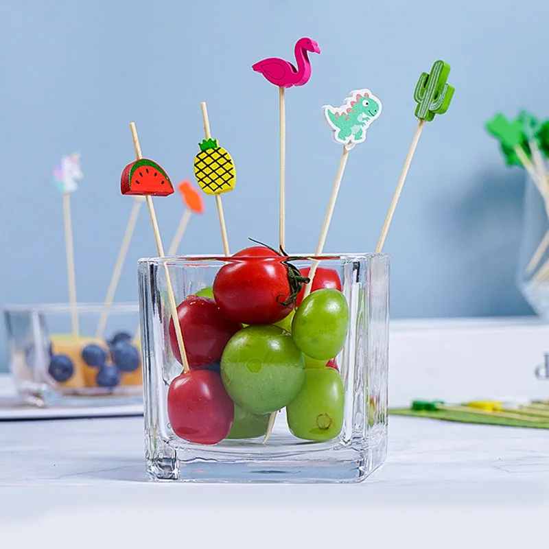 100 Stück Einweg-Bambusspieße, Weihnachtsfruchtgabeln, Süßigkeiten, Apfelstäbchen, kreative Cocktailspieße, Party-Dekoration, Bambusstäbchen – Detail 6
