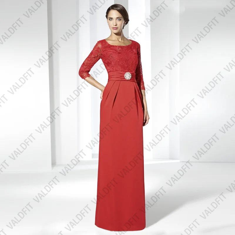 

Customized Red Chiffon Mother of the Bride Dresses with Half Sleeves Wedding Party Dress vestidos para madre de novia 2024