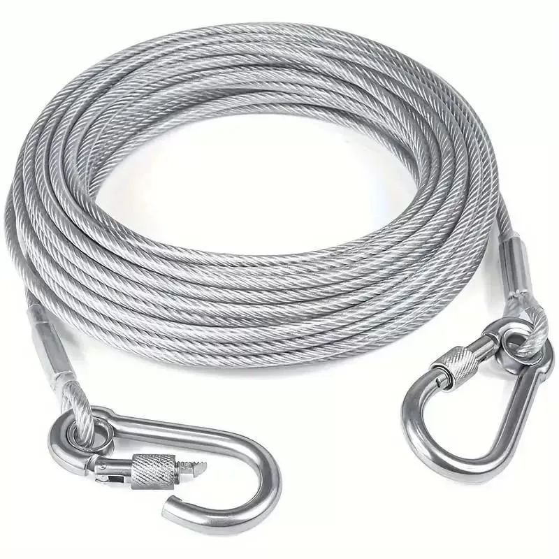 Corde à linge polyvalente en acier inoxydable, 2/5/10 mètres, pour camping en plein air, cordes de traction, laisse épaisse pour chien et animal de compagnie, 1 pièce