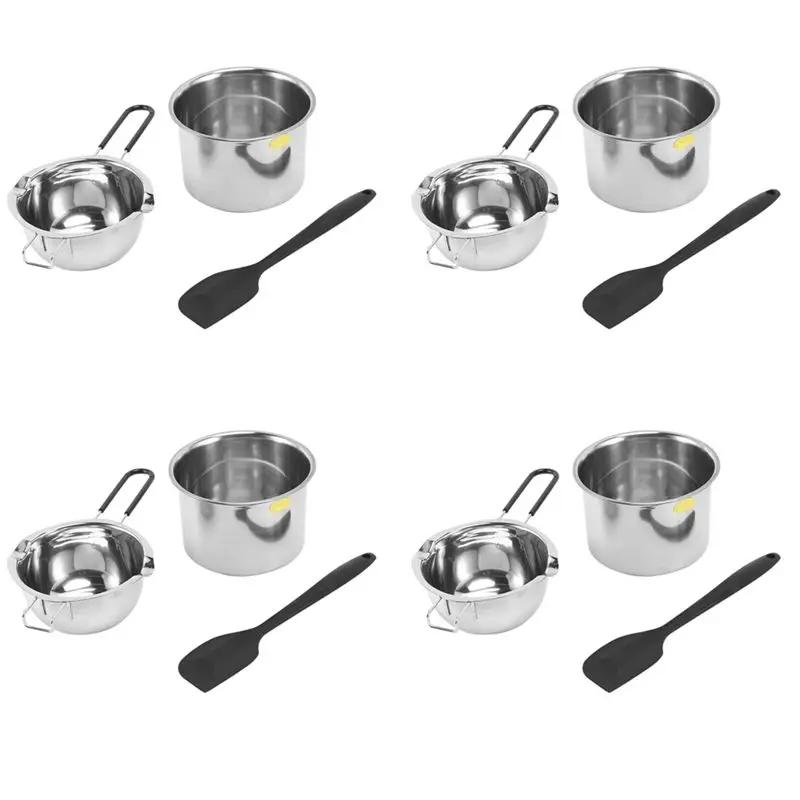 

ABKW-4X Double Boiler Pot Set Stainless Steel Melting Pot With Silicone Spatula For Melting Chocolate,Soap,Wax,Candle Making