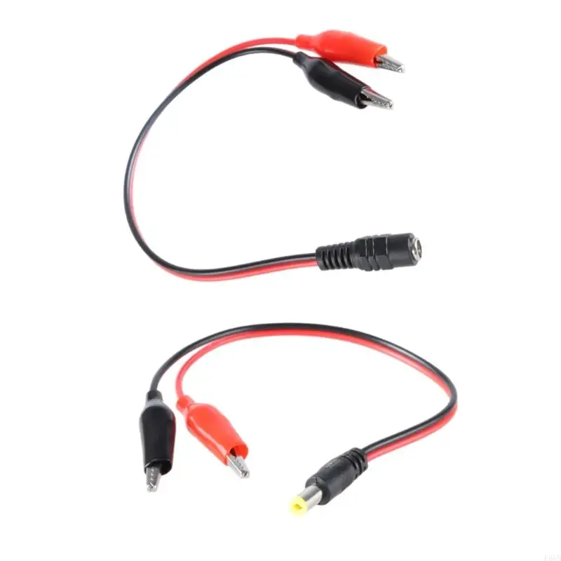 F68B 26cm DC5.5x2.1mm Male Female to Alligators Clip Wire for Power Supply and Electrical Testing