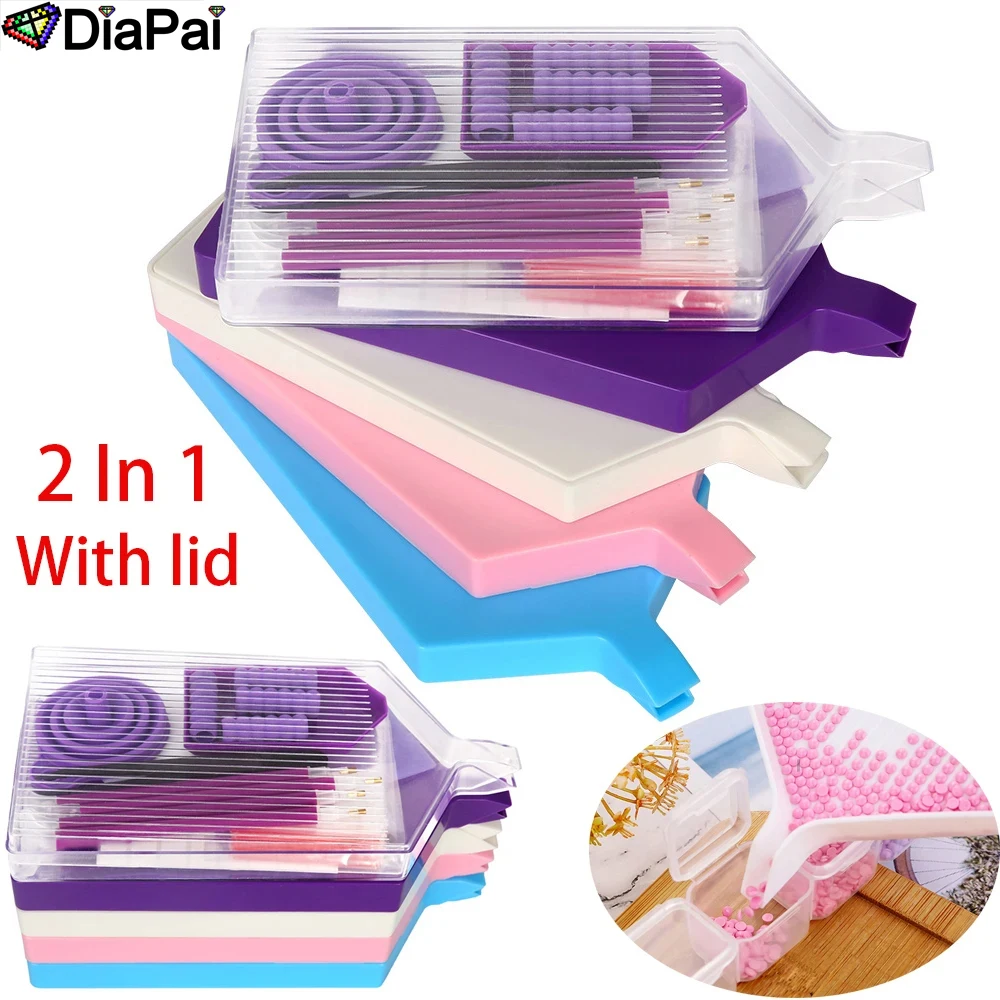 DIAPAI Super Large Capacity 2 In 1 Diamond Painting Tools Trays Beads Organize Storage Container Trays Embroidery Accessories