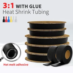 10/50/100M 200Meters Polyolefin Heat Shrink Tube 3:1 Ratio Adhesive Lined Shrink Ratio Insulated Cable Sleeve