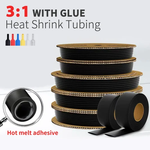 Tubo termorretráctil de poliolefina, 10/50/100M, 200 metros, relación 3:1, revestimiento adhesivo, relación retráctil, funda de Cable aislada
