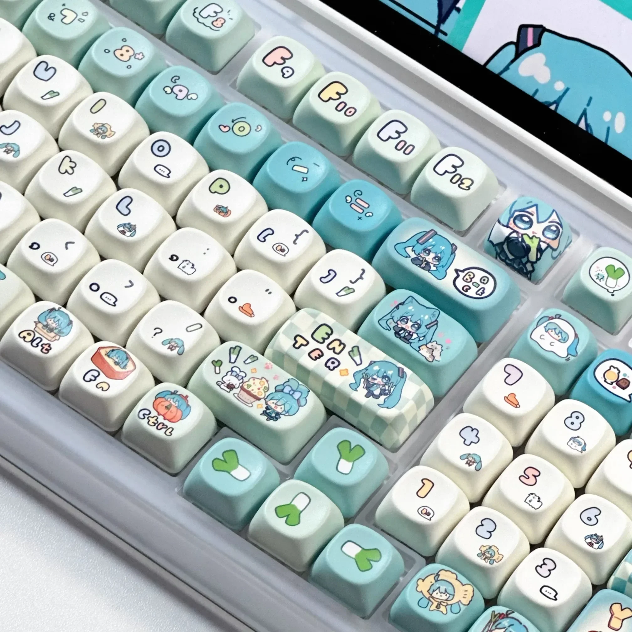 Anime Keycap Miku Xoa Profile Pbt Cartoon Keycap Customization Individuation Keyset For Mechanical Gaming Keyboard Switch Gifts