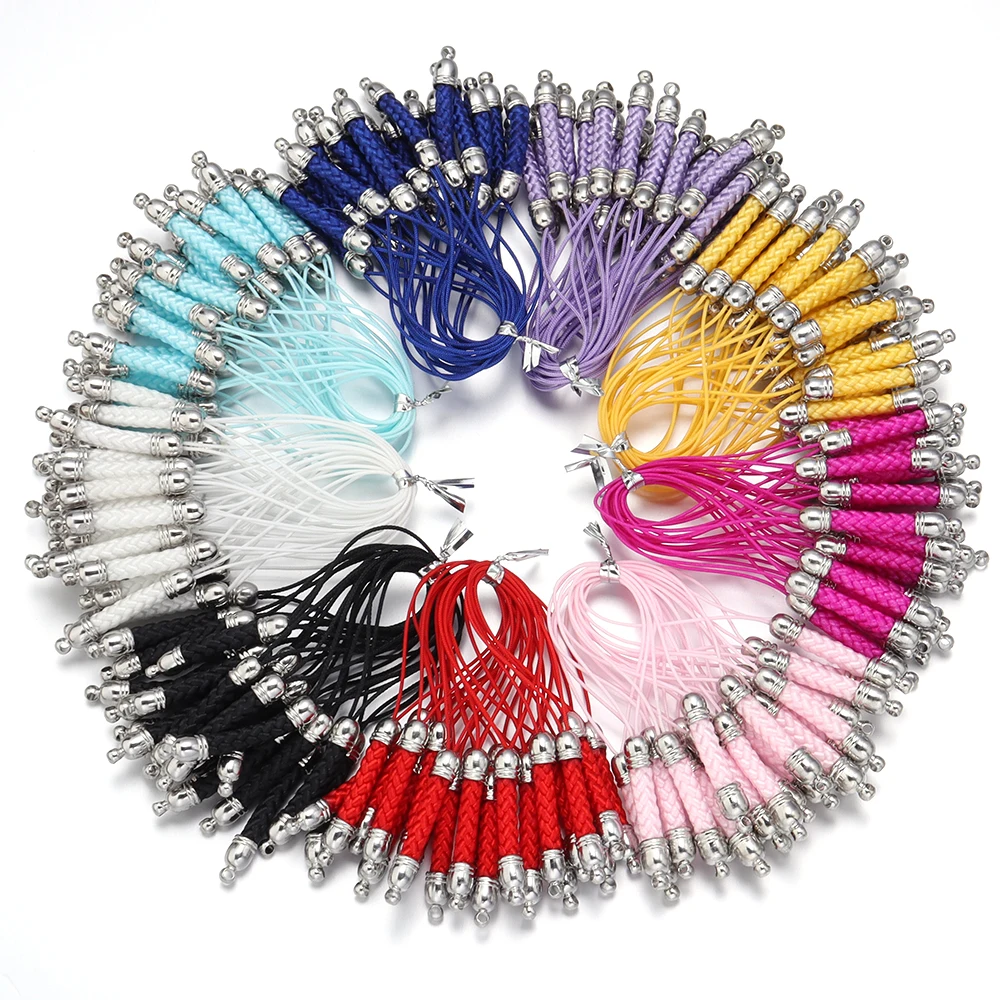 

10pcs Keychain Rope with Jump Rings Weaving Lanyard Lariat Strap Cord For DIY Keyring Decoration Making Supplies