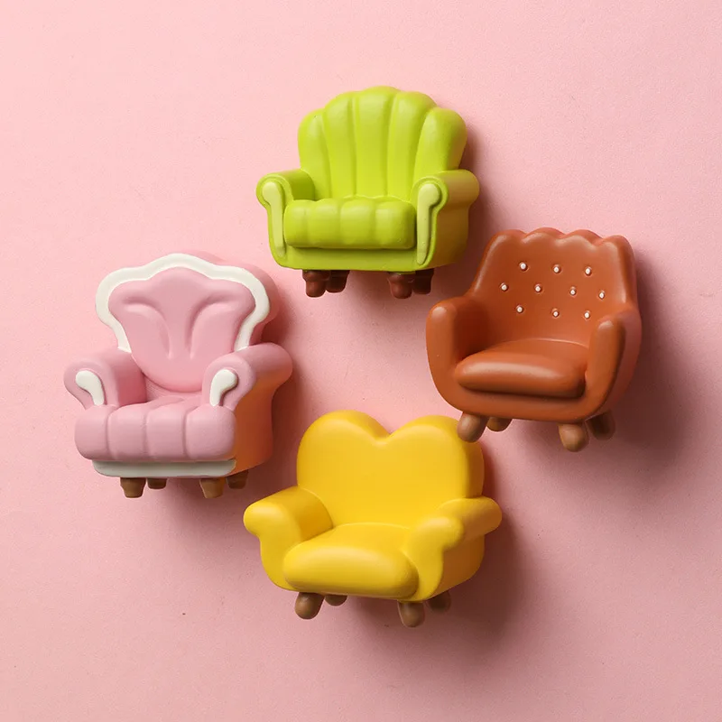 Colorful Sofa Refrigerator Sticker 3D Resin Ornament Magnetic Sticker Magnetic Suction Refrigerator Decoration Cartoon Magnet
