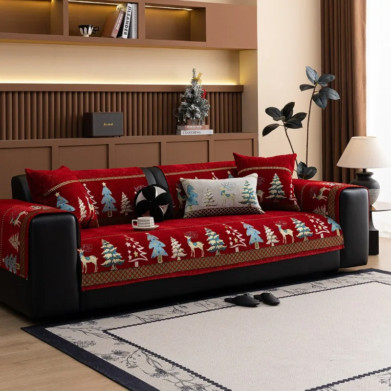 Fulu Four Seasons Universal High End Light Luxury Universal Snow Neil Anti Slip Sofa Mat Fully Wrapped Sofa Cover Cloth