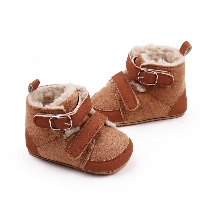 Winter Baby Shoes Girls Boys Suede Plush Cotton Boots Snow Non-Slip Infant Kids Warm Walking