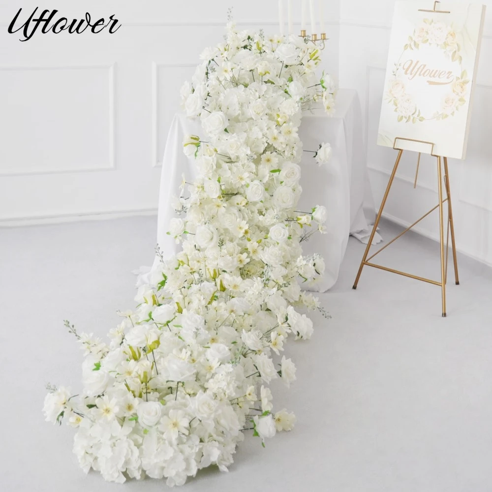 

Искусственные цветы Uflower 5D: роскошные белые розы, длинная цветочная гирлянда для свадебного декора, фон для фотозоны, украшение арок, декор для вечеринок и сцен