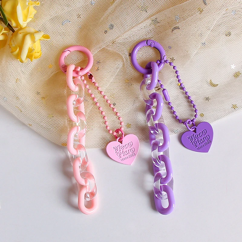 Sweet Cartoon Cute Heart Shaped Keychain Pendant Creative Chain Key Ring Fashion Bag Hanging Decoration Accessories Gifts