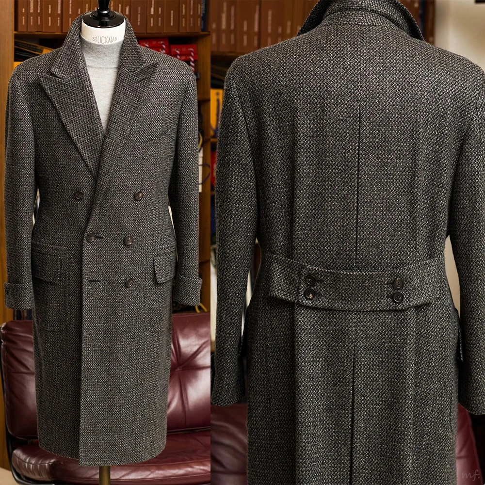 เสื้อโค้ททวีดผู้ชายแบบสั่งตัดพิเศษ กันลม กระดุมสองแถว สำหรับเจ้าบ่าว งานปาร์ตี้ งานพรอม ชุดทำงาน แบบชิ้นเดียว