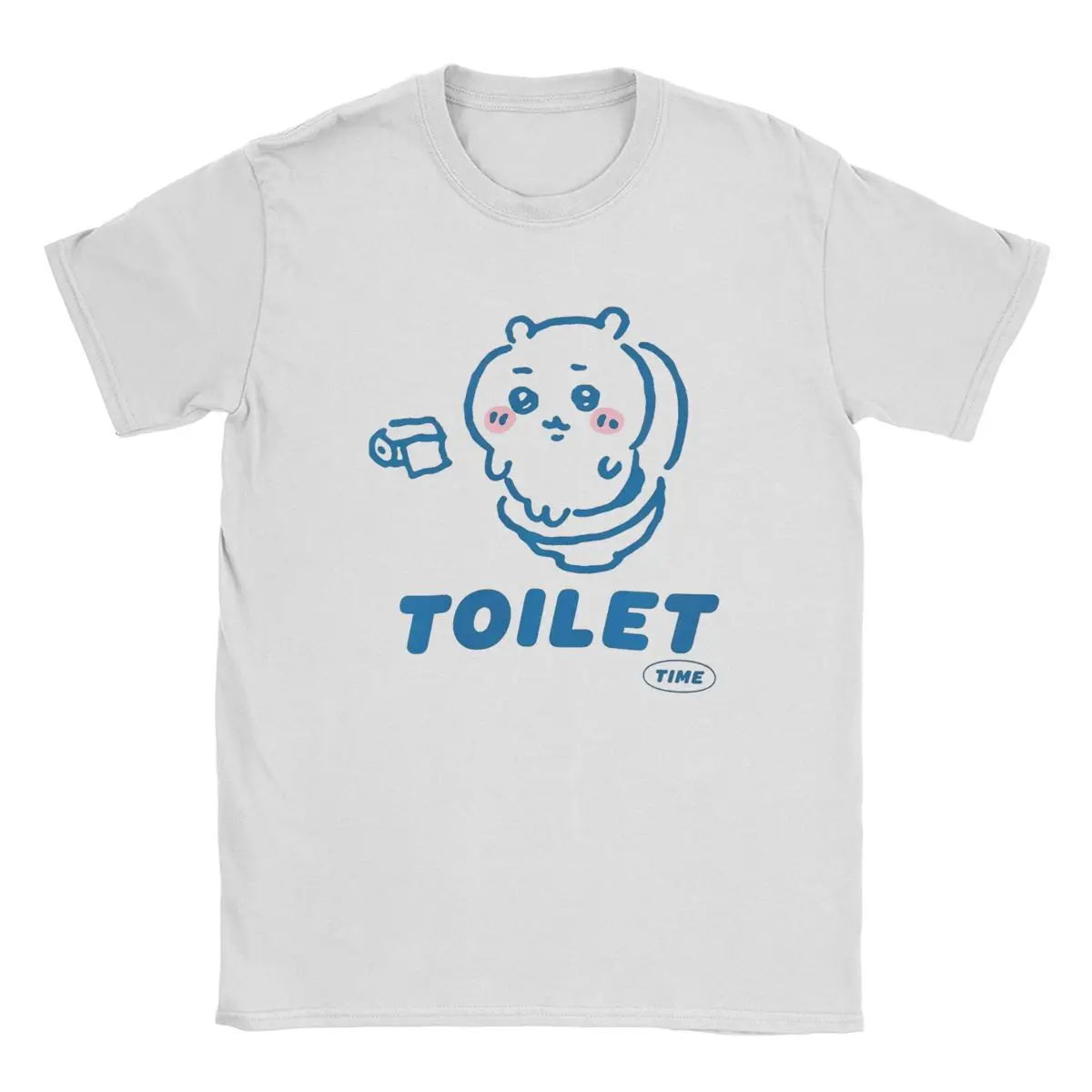 

Винтажная милая футболка Chiikawa Toilet Time для мужчин, хлопковая футболка с круглым вырезом, японская футболка с коротким рукавом, подарочный товар