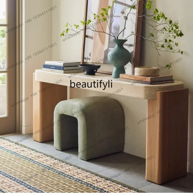 

Travertine Entrance Platform Living Room Light Luxury Entrance Platform Strip Case Landing Home Household Shelf