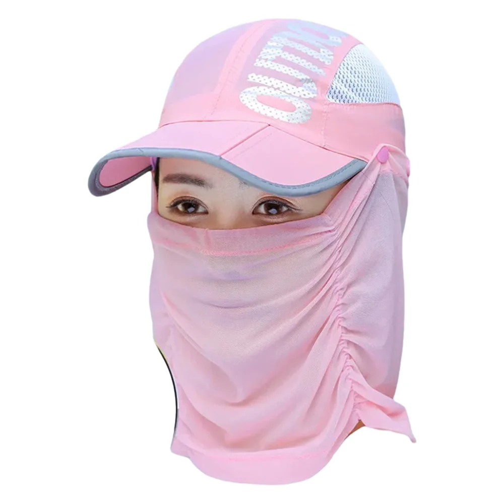 AliExpress NONE Sunscreen Hat with Foldable Portable Face Covering UV Protection Breathable Mask Cycling Veil Hat Quick Drying Baseball Hat