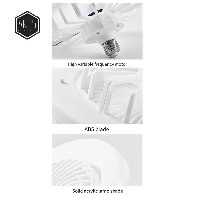 

AK25-Ceiling Fan With Lights ,E27 Enclosed Low Fan Light Electric Fandelier With Remote Control Three Colors