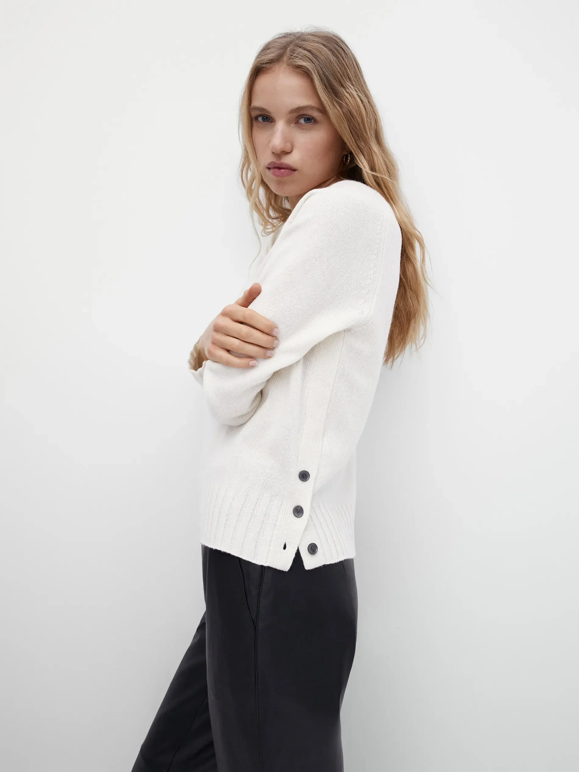 Ethereal MD 2023 winter new style of Women\'s casual side button-down wool-blend top knitwear