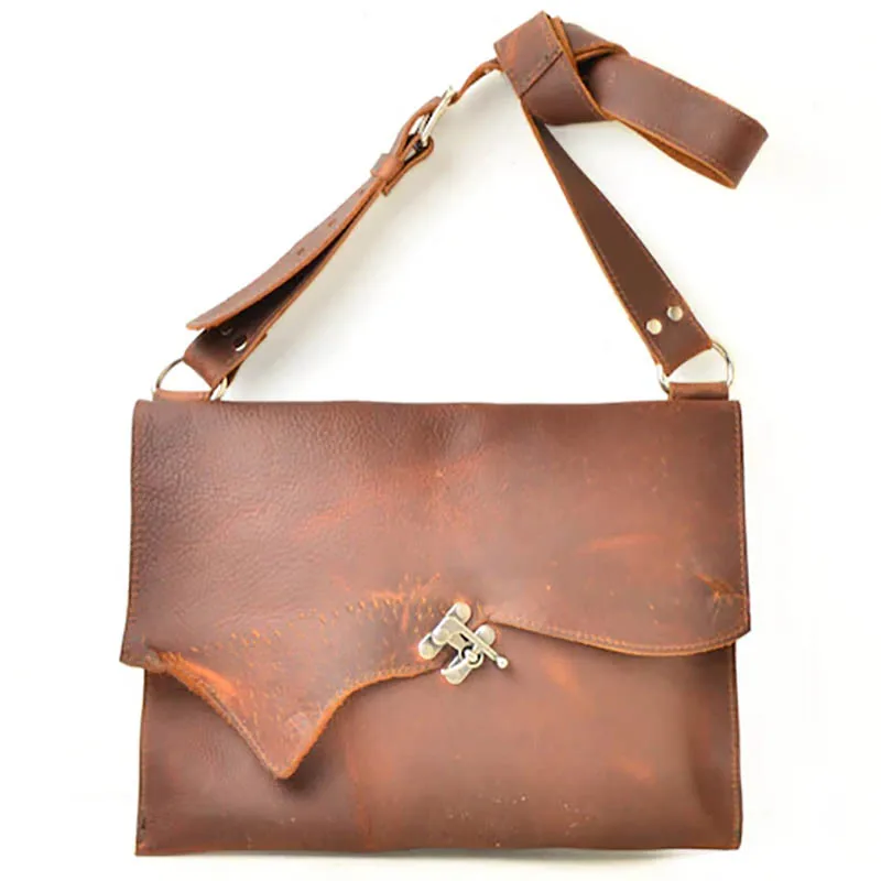 Medieval Steampunk Crossbody Messenger Bag Vintage PU Leather Satchel Festival Shoulder Belt Phone Bag Viking Pirate Accessory