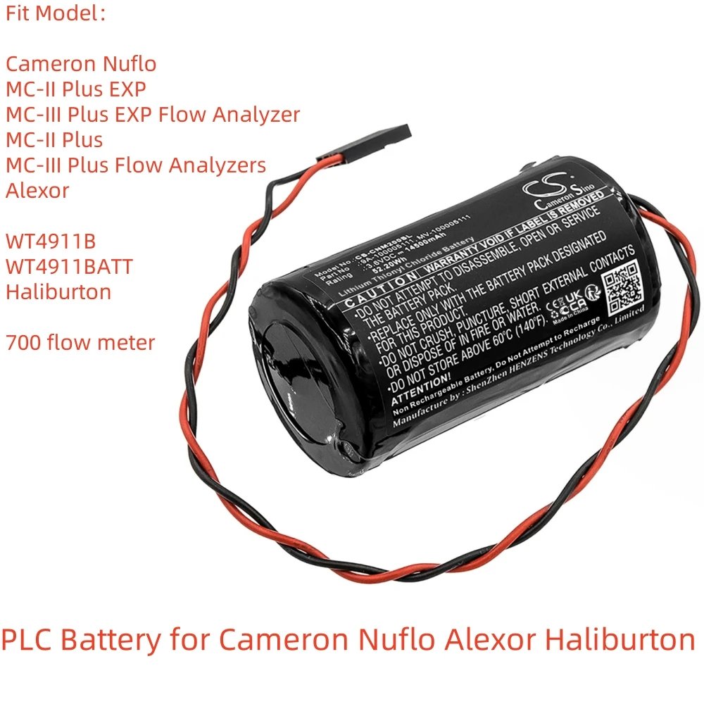 

Li-SOCl2 PLC Battery for Cameron Nuflo Alexor Haliburton,3.6V,14500mAh,MC-II Plus EXP WT4911B 700 flow meter