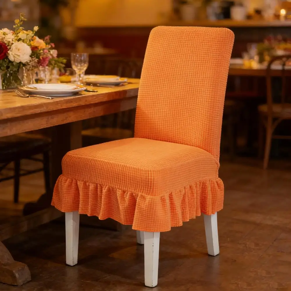 Fabric Pleated Chair Cover with Elastic Hem for Chairs Back Height 46-58 cm Clean Lines and Defined Skirt Profile