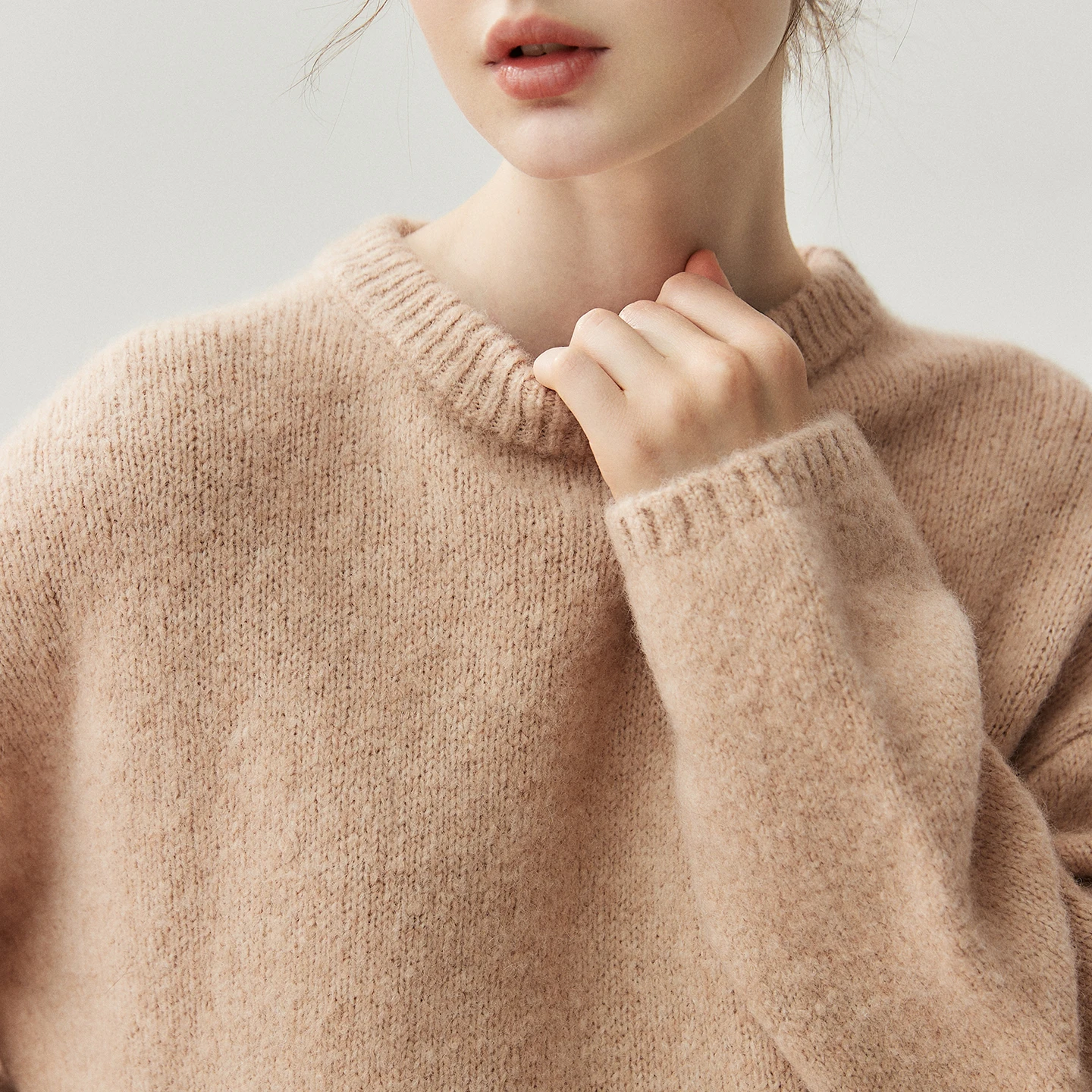 

2025 Autumn Winter High End Women's 100% Cashmere O-neck Shoulder Pullover Sweater Thickened Soft Casual Loose Knitted Top