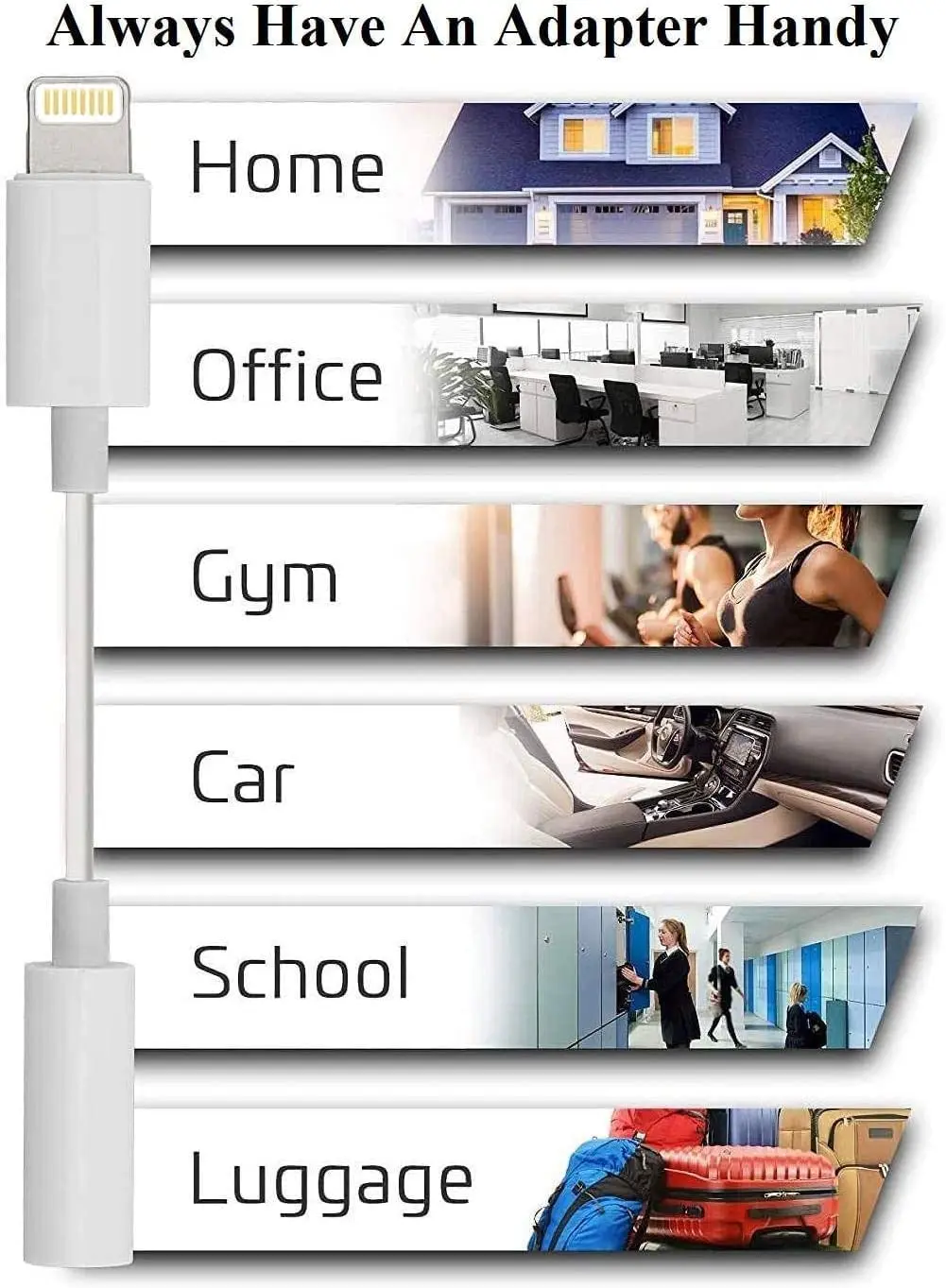 محول صوت Lightning إلى 3.5 مم متوافق مع أجهزة iOS 14/13/12/11/X/XS/8/7 كابل محول مقبس سماعة الرأس