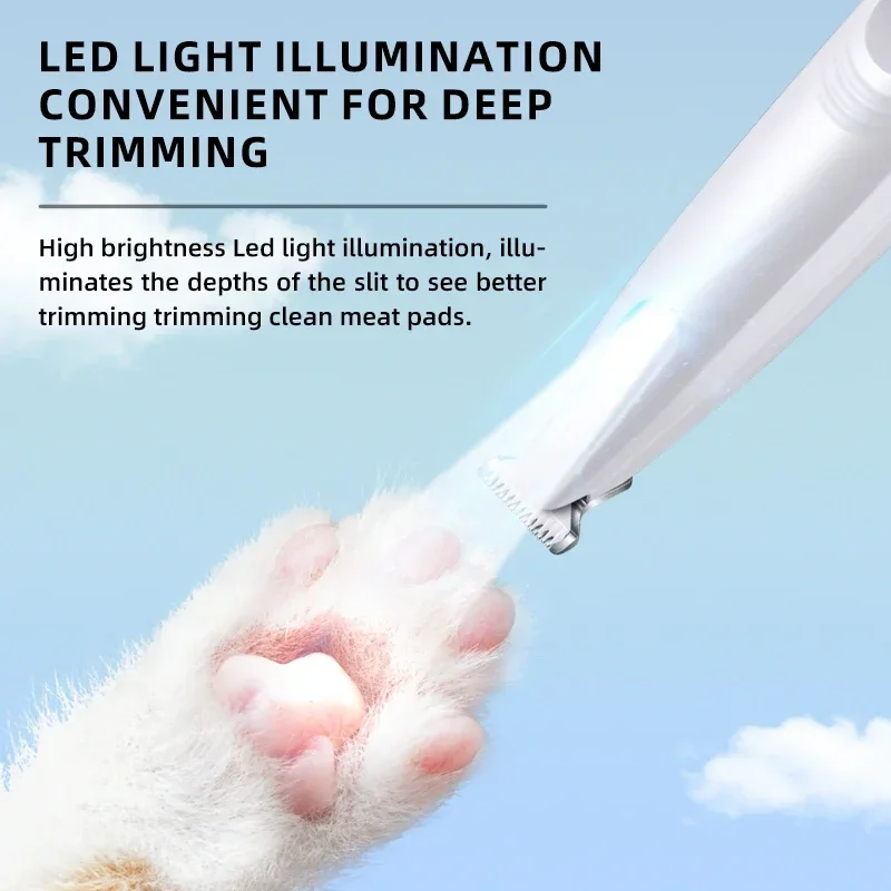 New Dog Paw Trimmer with LED Light Fully Waterproof Pet Hair Trimmer with LED Display Dog Clippers for Grooming 18mm Widen Blade