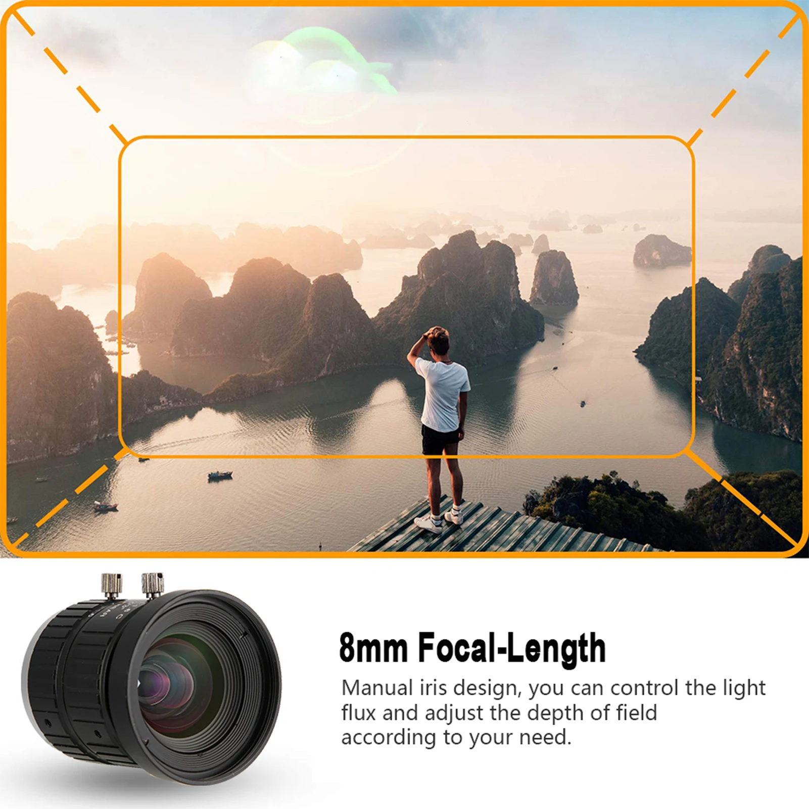 

5MP Camera Lens 5MP HD Camera Lens 8mm Focal-Length Manual Aperture C Mount Security Surveillance Security Camera Lens CCTV Lens