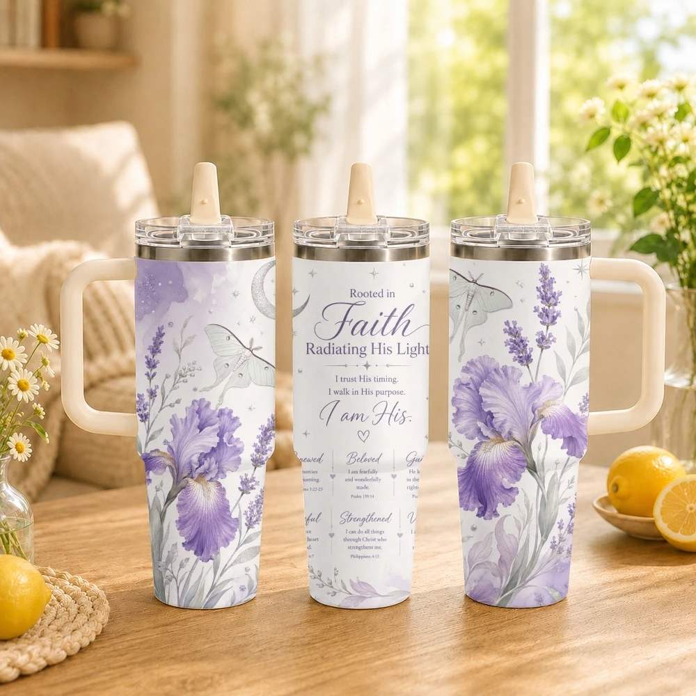 Faith Over Fear Sunflower Vacuum Flasks 40oz Thermal Tumbler with Handle Stainless Steel Vacuum Insulated Water Portable Mug Cup