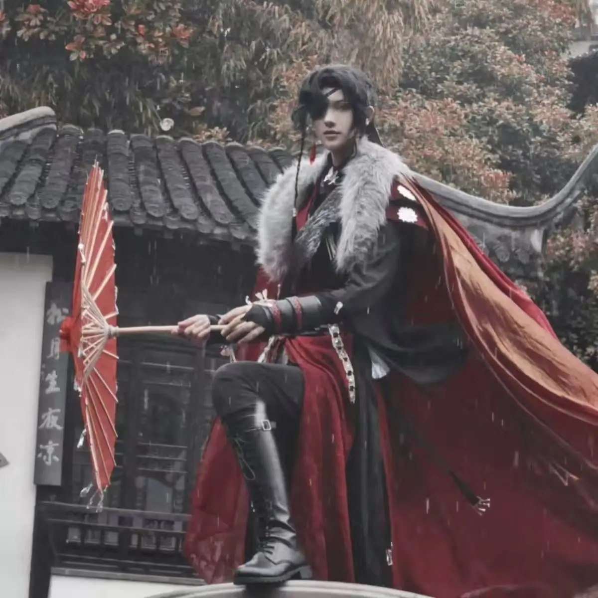 2026 Tian Guan Ci Fu Cos Suit Huacheng Cosplay Costume Anime Tian Guan Ci Fu Hua Cheng Wig Black And Red Outfits Hanfu Full Set - view 3