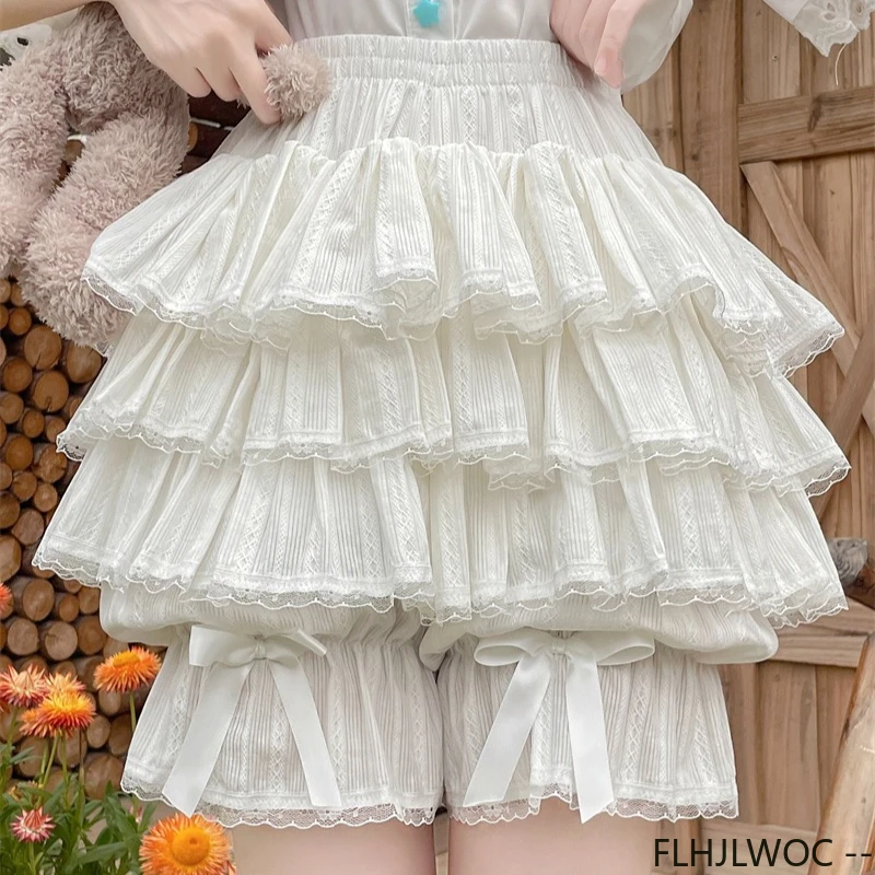 Bloomers in cotone di Halloween Lolita Style Girls Cute Sweet Japan Sexy Lace Date Princess Layer Puff Shorts Ruffles Pantaloni lanterna